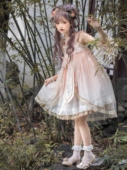 Peach Blossom Chinese-Style Embroidery Super Fairy Sweet Dress YOU0134