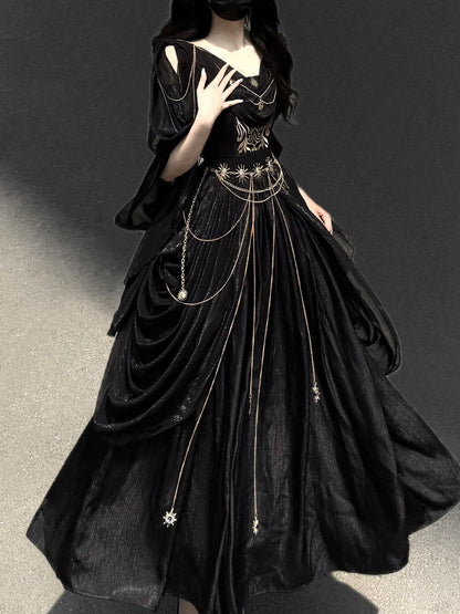 Dark Gothic Chain Embellished Dress YOU0317