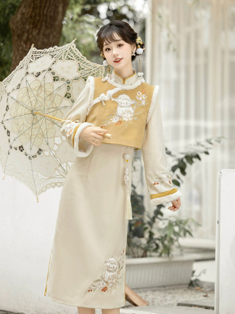 3D Sheep Lolita Chinese-Style Short Vest Cheongsam Dress YOU0190