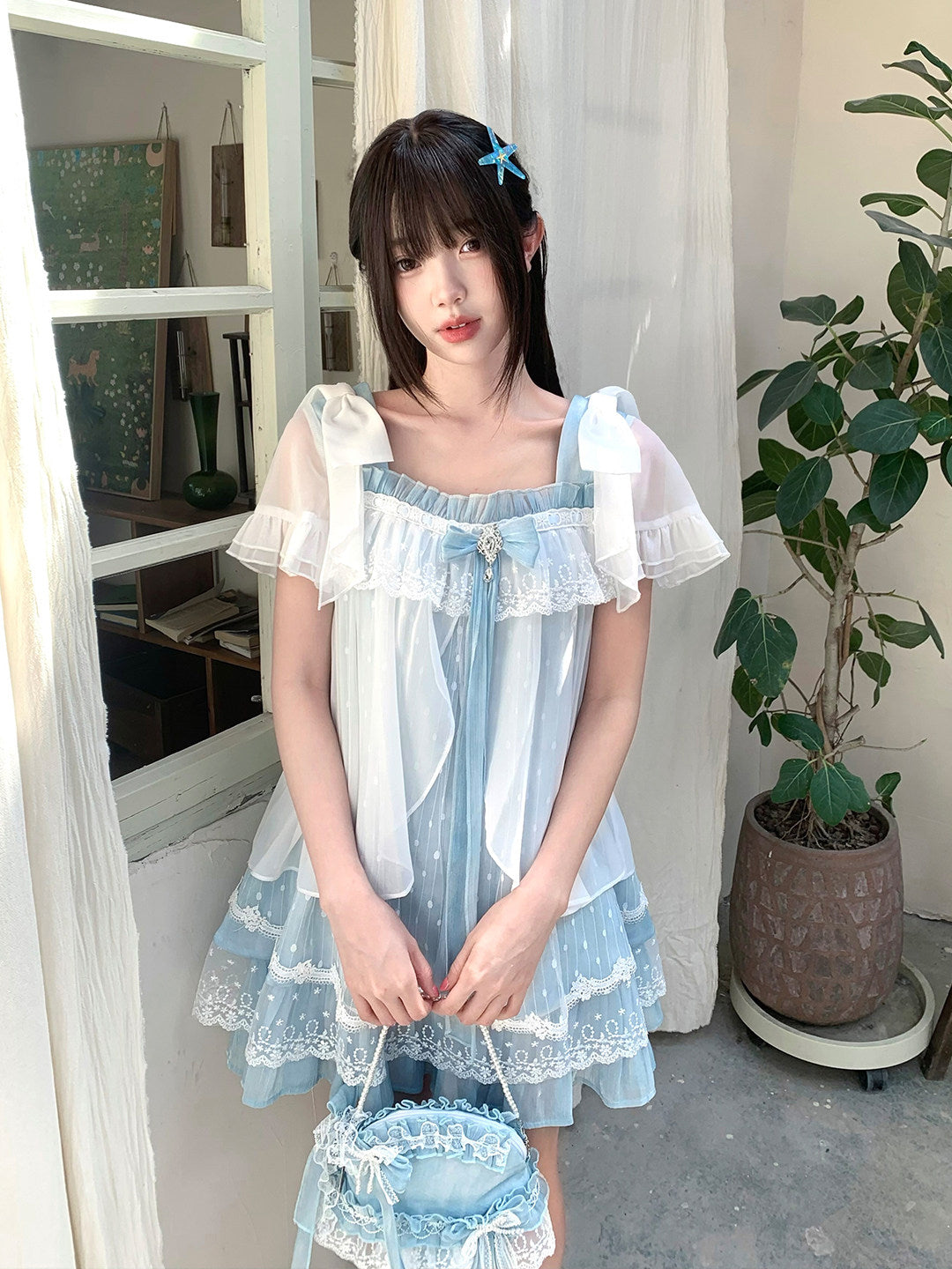 Jellyfish Dream Sheer Ruffle Dress LAL0178