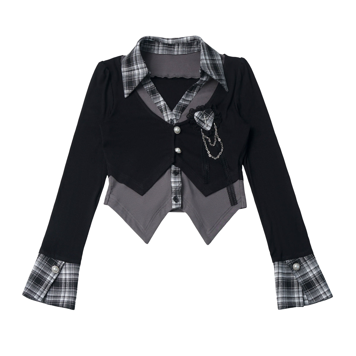 Vintage Layered Blazer And Plaid Cake Skirt PIN0055
