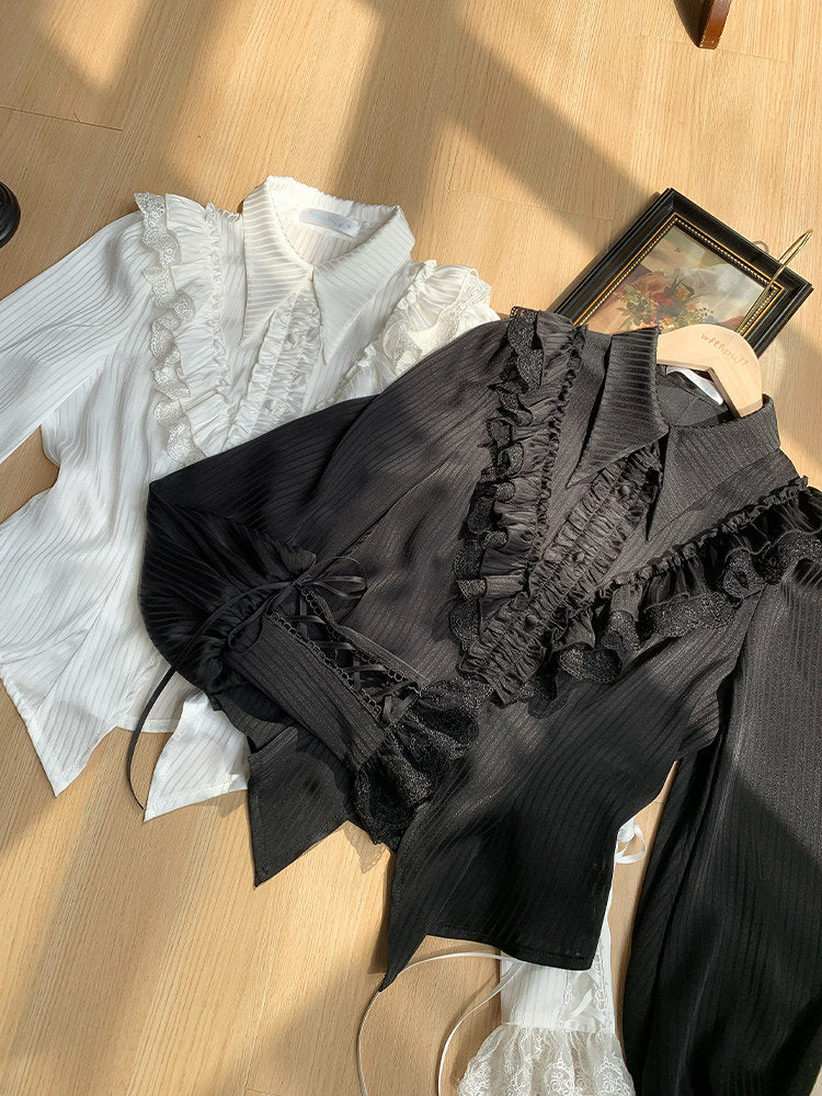 Victorian Ruffle Lace Collar Blouse WIT0304