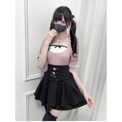 Stand Collar Ribbon Knit Top NEK0038