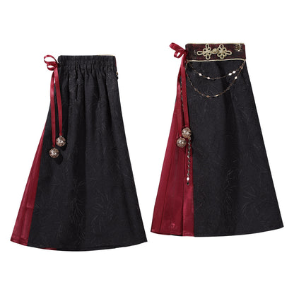 Black Red Dragon Embroidered China Style Set YOU0276