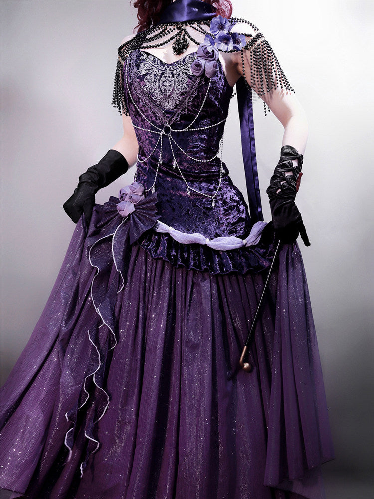 Dark Purple Velvet Mermaid Gown Dress YOU0247