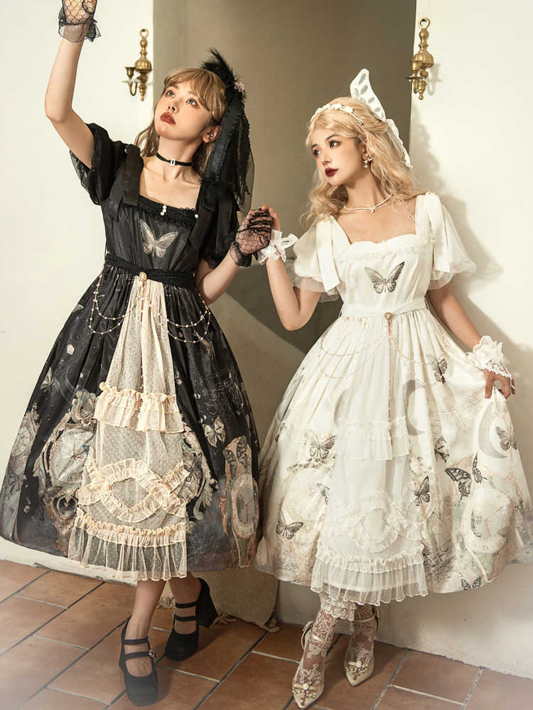 Clock Butterfly Print Lolita Dress YOU0113