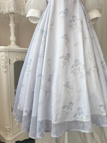 Elegant Middle Sleeve Light Blue Girly Dress YOU0035