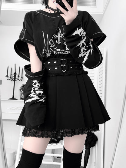 Oversized Gothic Graphic Print Drop Shoulder Tee KAN0011