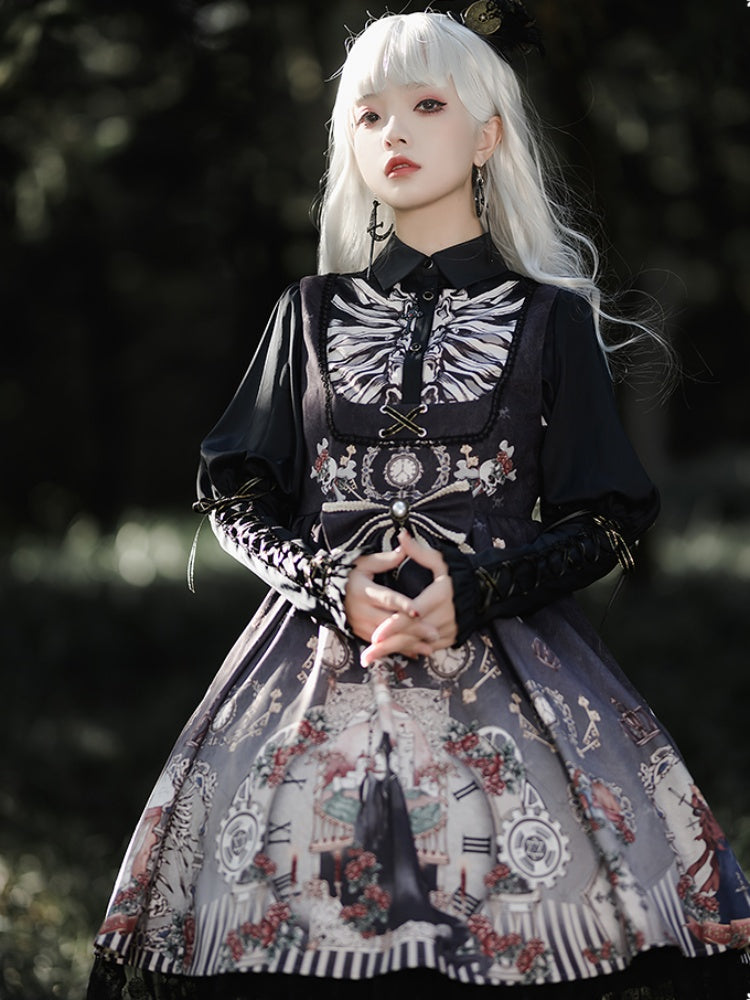 White & Black Twin Pair Gothic Lolita Dress CHE0025