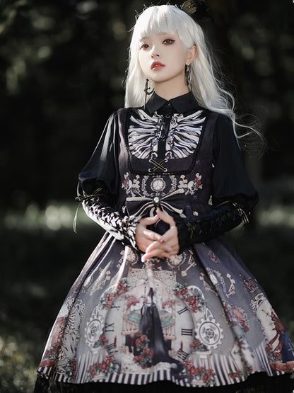 White & Black Twin Pair Gothic Lolita Dress CHE0025