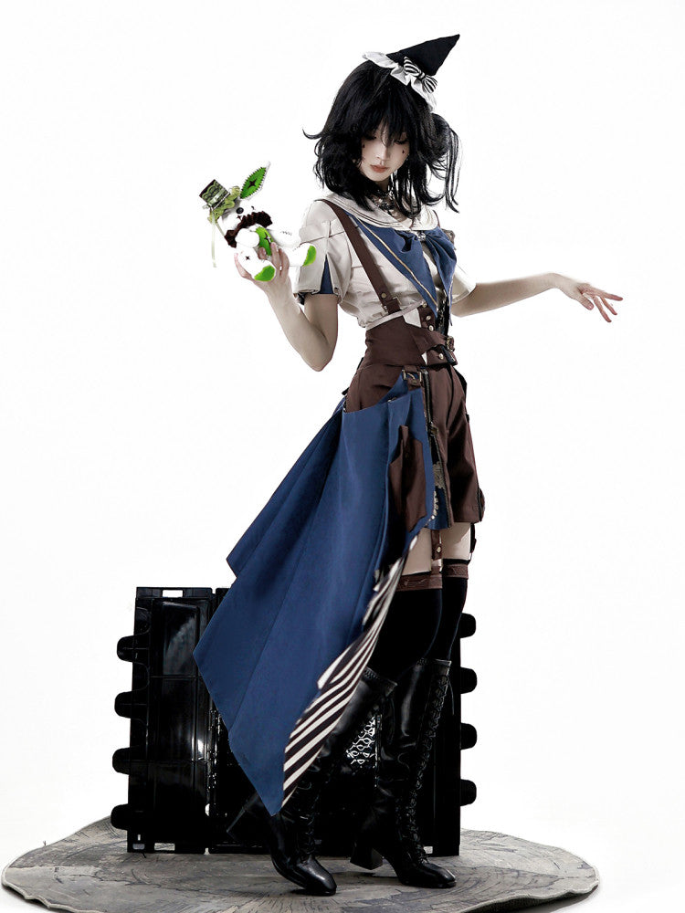 Sailor Collar Steampunk 3-Piece Overall Set YOU0293
