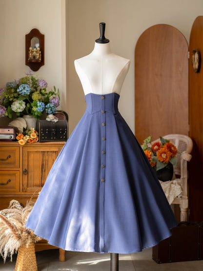 Vintage Elegant Fishbone Hem A-Line Skirt FOR0077