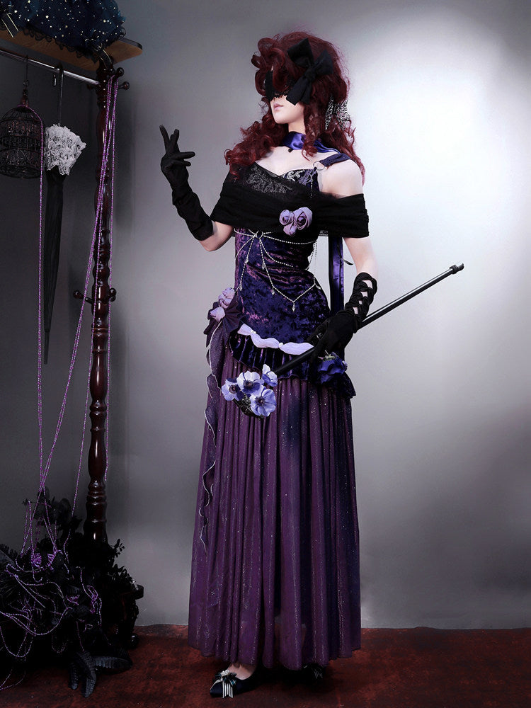 Dark Purple Velvet Mermaid Gown Dress YOU0247