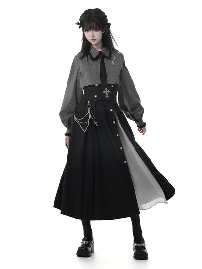 Gothic Cross Motif Shirt Skirt Set PIN0064