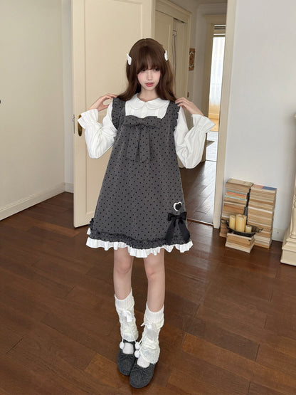 Vintage Bow Polka Dot Pinafore Dress LAL0143