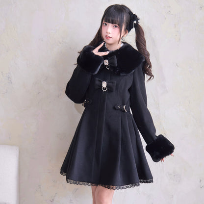 Sweet Fur Flare Double Ribbon Coat NOG0011