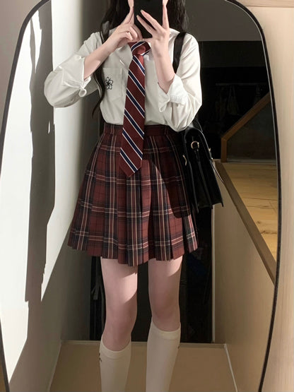 Plaid Pleated Mini Skirt Set TEA0045