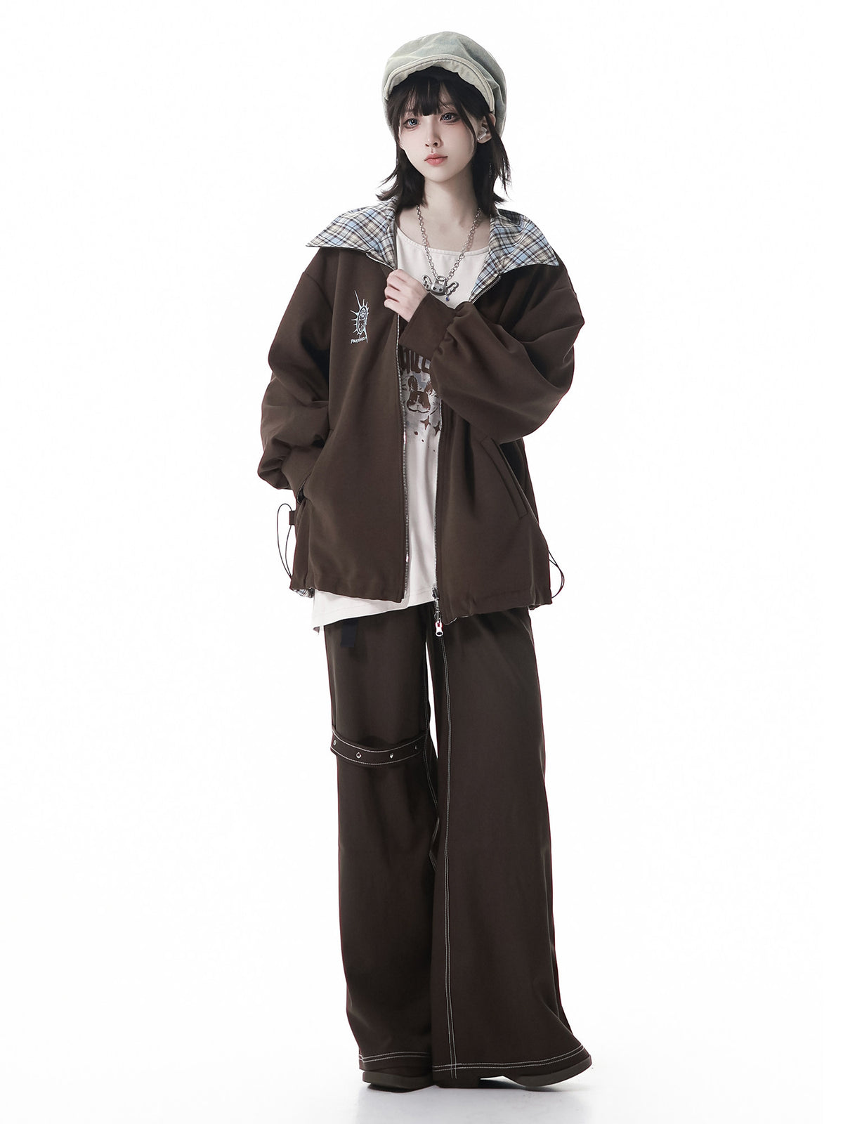 Reversible Plaid Jacket Workwear Set PIN0066