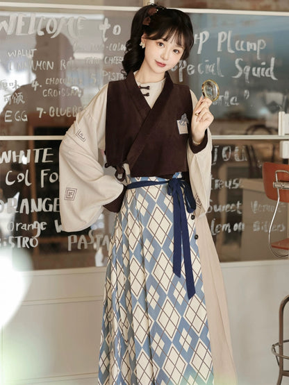 Chinese-Style Checkered Dress YOU0186