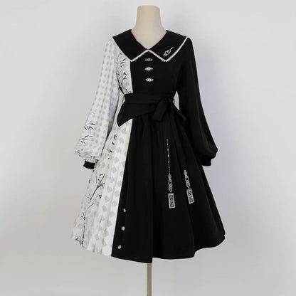 China Style Black And White Dress YOU0091