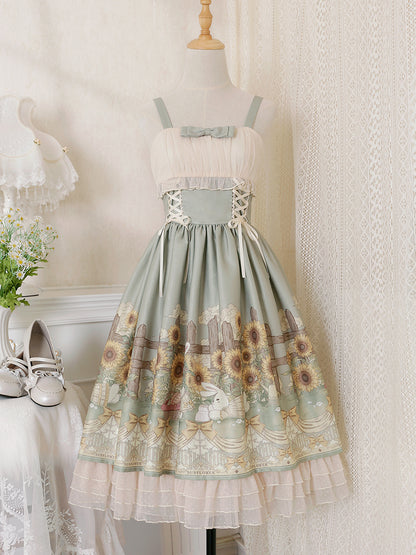 Sunflower Print Sweet Princess Lolita Dress YOU0034