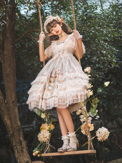 Sunflower Print Sweet Princess Lolita Dress YOU0034