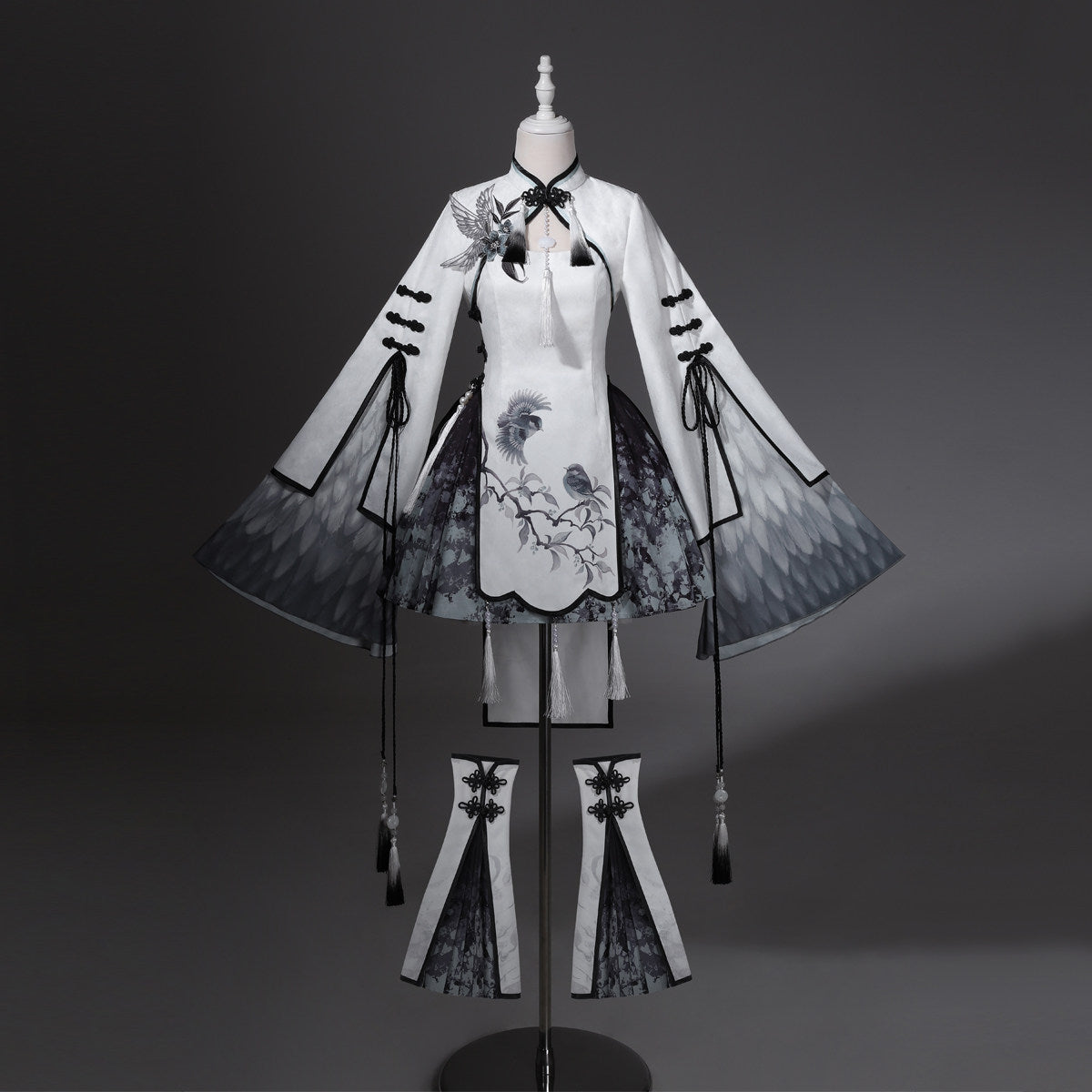 Chinese Style Magpie Feather Frog-Button Dress YOU0229