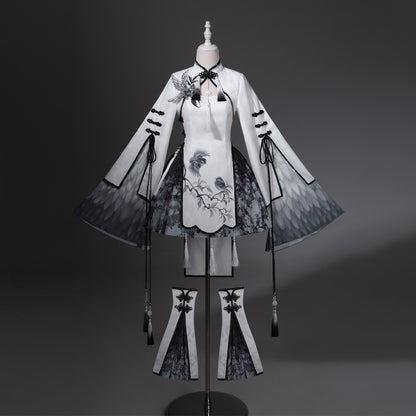 Chinese Style Magpie Feather Frog-Button Dress YOU0229