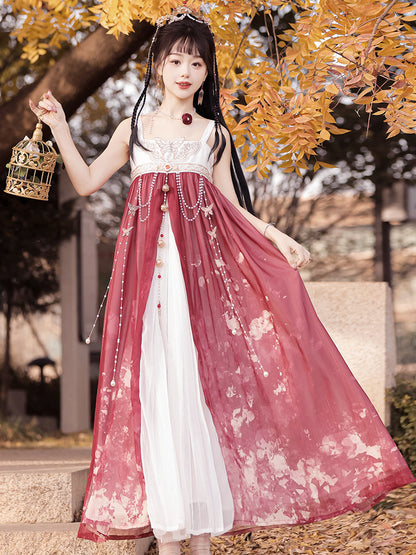 Long & Short Cape China Style Red Dress YOU0054