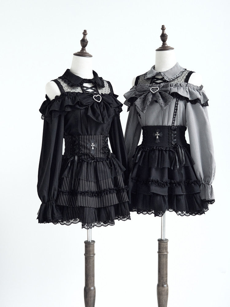 Off Shoulder Cross Corset Blouse NOG0038