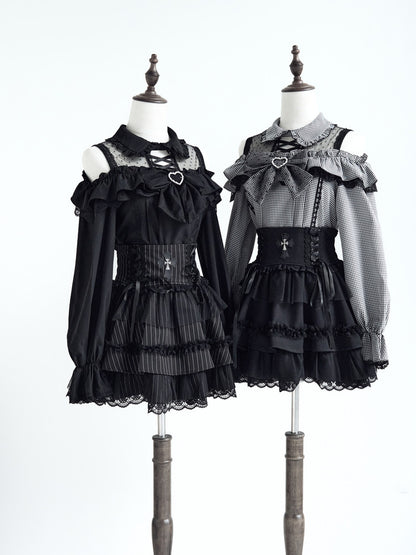 Off Shoulder Cross Corset Blouse NOG0038