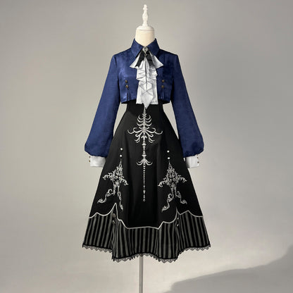Gothic Lolita Skeleton Embroidered Jacket Dress Set YOU0268