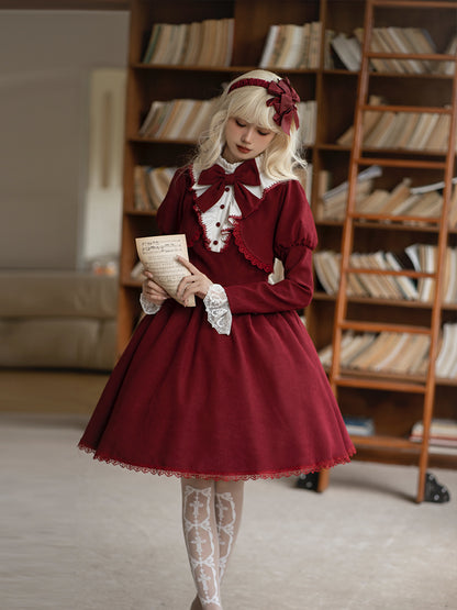 Volume Sleeve Faux Red Lolita Dress WIT0138