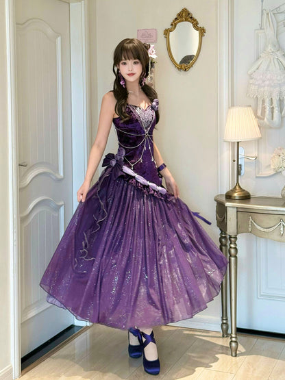 Purple Night Velvet Mermaid Princess Dress YOU0248