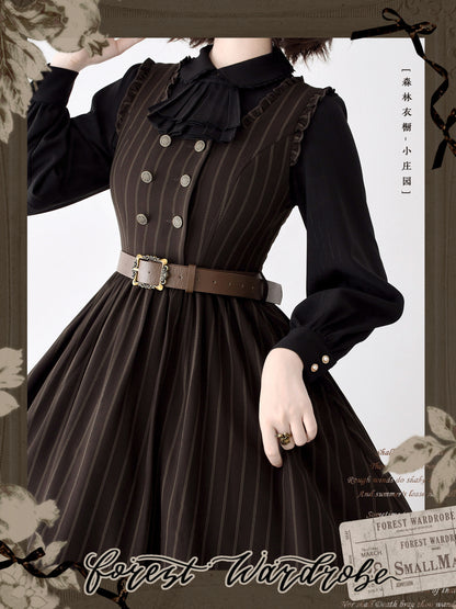 Vintage Ribbon Collar Pintuck Blouse FOR0065