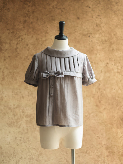 Vintage French Pintuck Peplum Blouse FOR0068