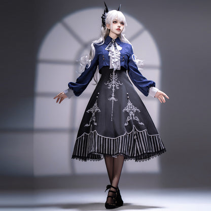 Gothic Lolita Skeleton Embroidered Jacket Dress Set YOU0268