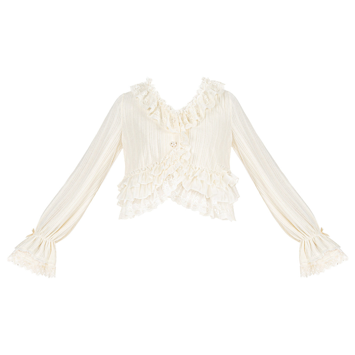 Lace Trim Cropped Knit Cardigan WIT0296
