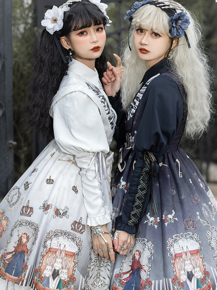 White & Black Twin Pair Gothic Lolita Dress CHE0025