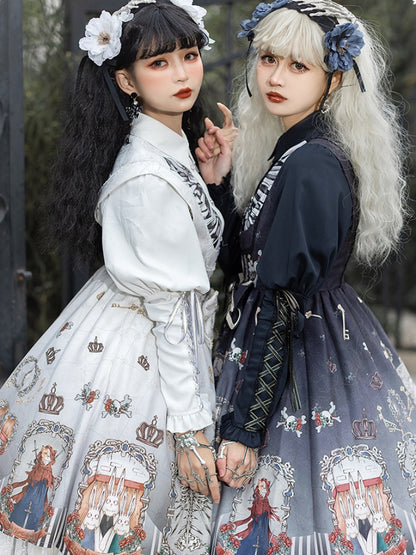 White & Black Twin Pair Gothic Lolita Dress CHE0025