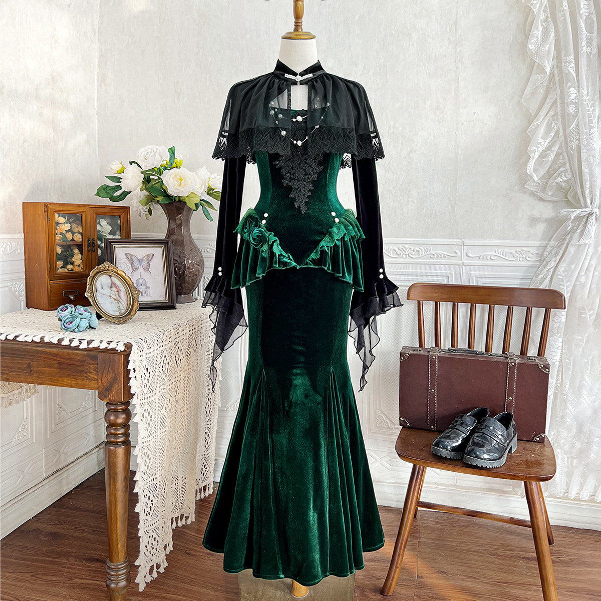 Dark Forest Gothic Lolita Mermaid Dress YOU0244