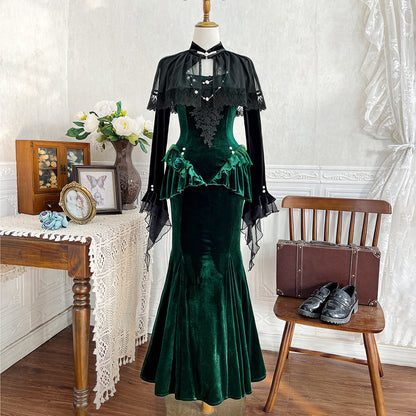Dark Forest Gothic Lolita Mermaid Dress YOU0244