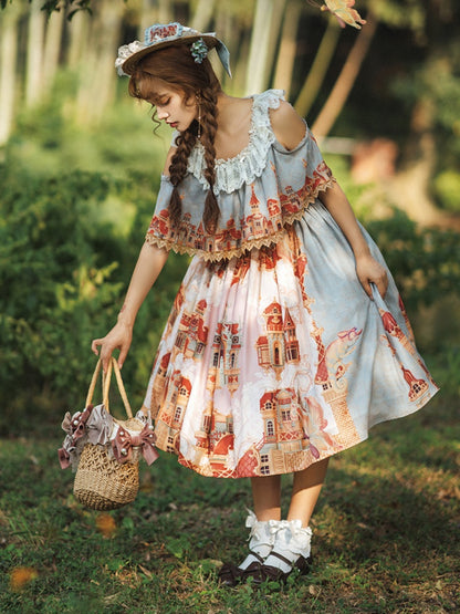 European Building print Lolita Dress URT0014