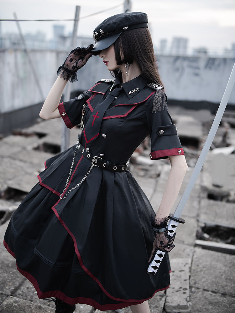 Asymmetry Military Lolita Dress SPR0001