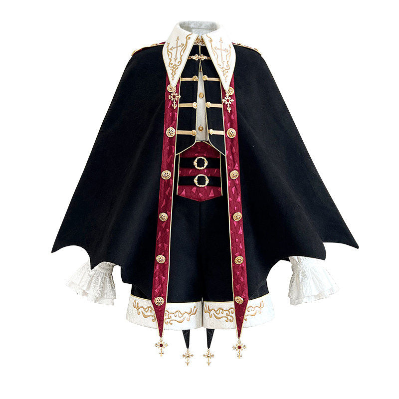 Gothic Vampire Cape Jacket Shirt Shorts Set YOU0319