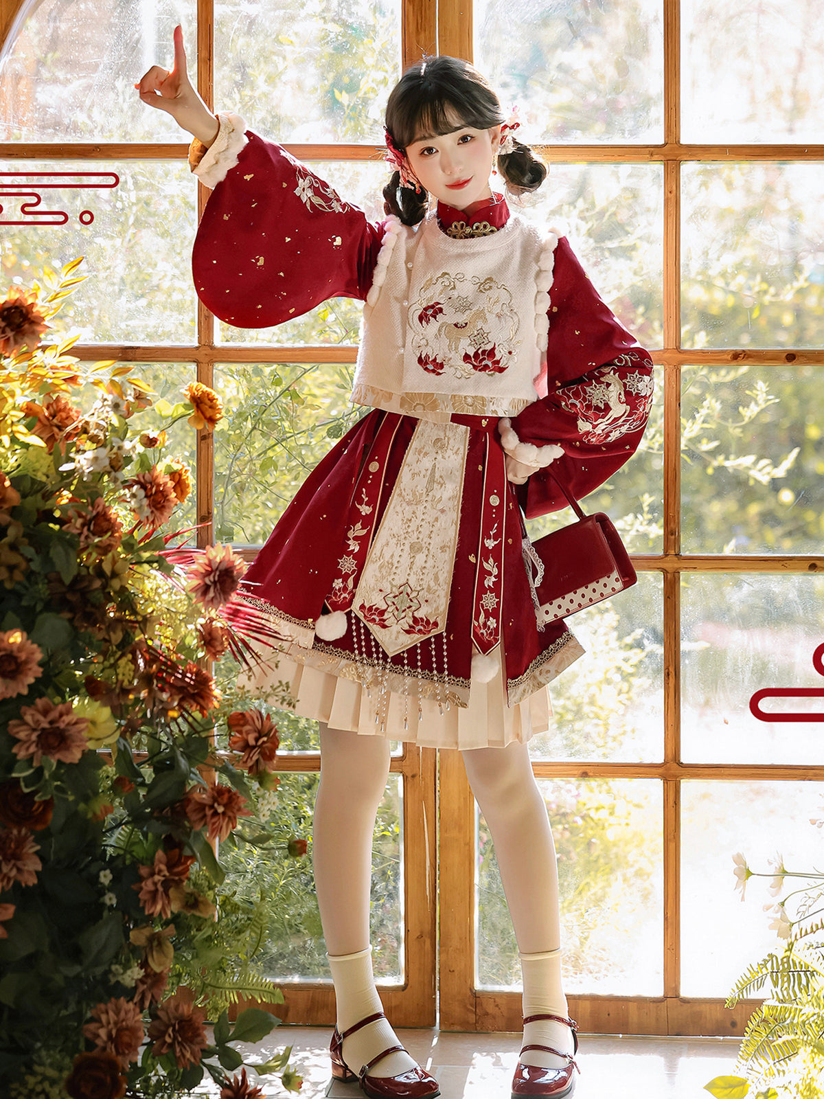 Embroidered Chinese Style Vest And Dress Set YOU0226