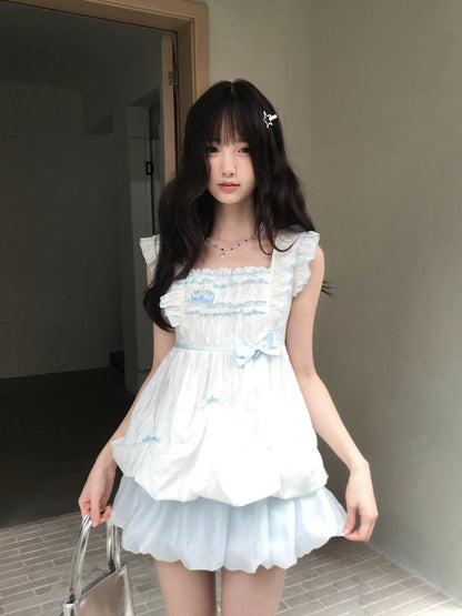 Ruffle Bow Balloon Hem Top LAL0197
