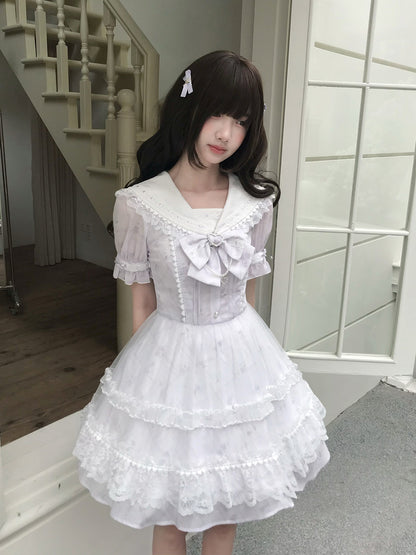 Lavender Sailor Collar Ruffle Lolita Dress LAL0184