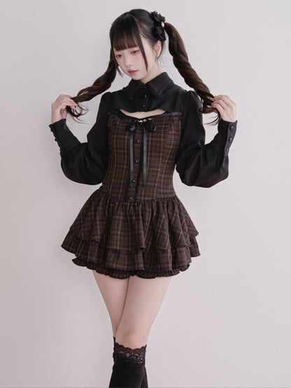 Plaid Shirt Layered Mini Dress NOG0026
