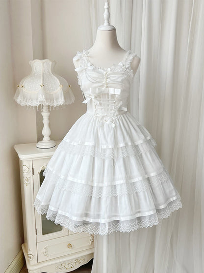 Black & White Ribbon Lolita Dress YOU0072